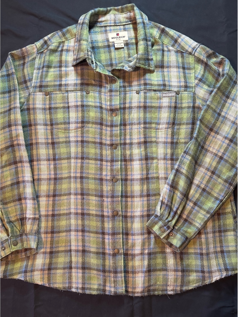 Woolrich Women’s XL Wool Blend Plaid Shacket Snap Front Overshirt